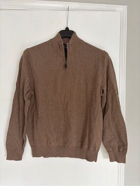 Joseph A Men's Brown Half-Zip Mock Neck Sweater